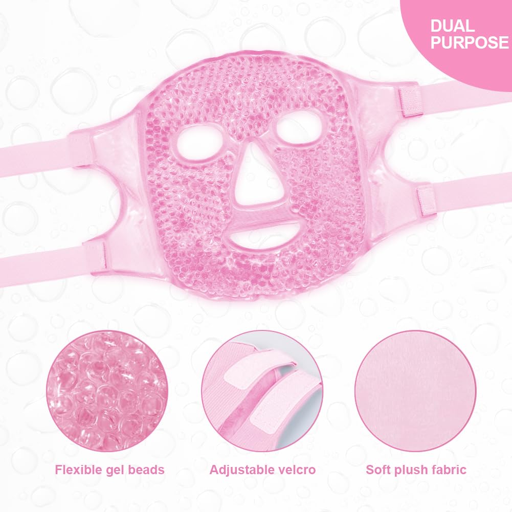 Cold Face Eye Masks Ice Face Mask Hot Cold Compress for Dark Circles, Puffiness, Migraines, Headache, Stress, Redness, Cooling Face Masks for Women Man, Skin Care
