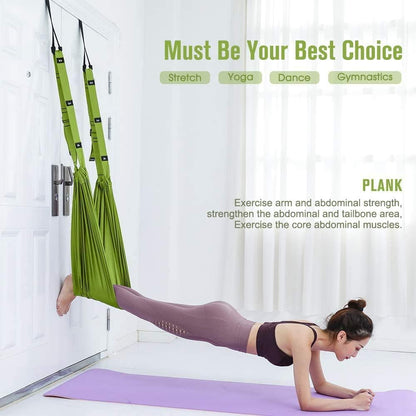 Yoga Stretching Strap, Adjustable Height Leg Stretcher Waist Back Stretch Band Aerial Yoga, Anti-gravity Inversion Exercises Door Flexibility Tensile Trainer for Rehab Pilates Dance Splits (Purple)