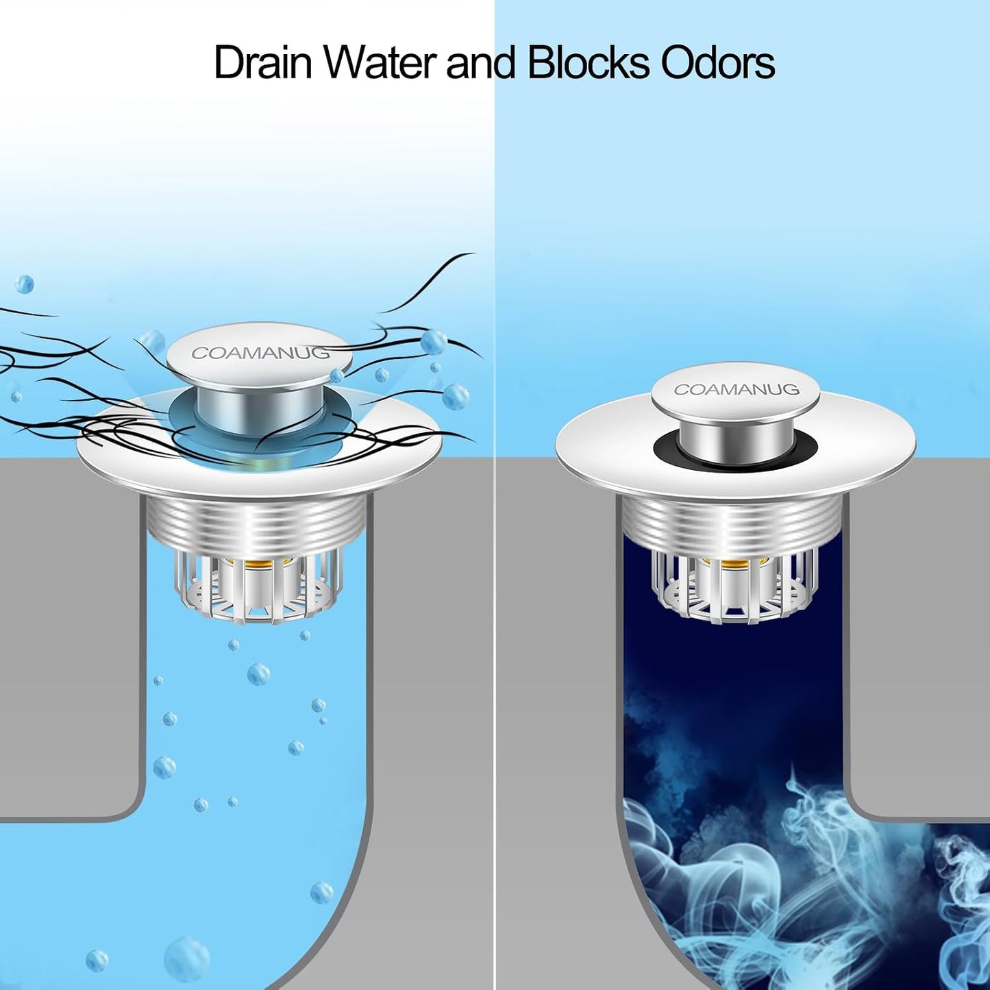 coamanug Bathtub Stopper | Shower Drain Hair Catcher, Pop-up Tub Stopper with Strainer | Bathroom Drain Plug | Drain Protector for 1-1/2 to 1-3/4"" Bath Drain Hole