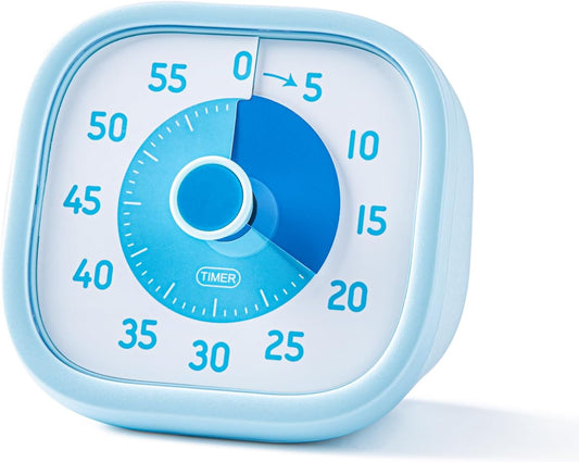 60 Minute Visual Timer for Kids, Countdown Clock with Silent or Ticking Sound, Easy Twist Dial for Classroom, Teachers, Students, Homework, Reading, ADHD Focus