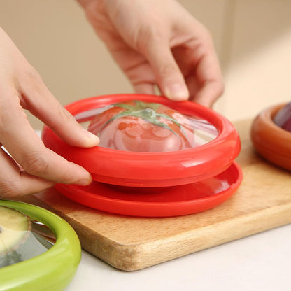 4 Pieces Storage Set Fruit Vegetable Shaped Savers Storage Box, Avocado, Onion, Tomato, and Lemon Reusable Refrigerator Storage Box for Food Fresh-Keeping, Fresh-Keeping Container
