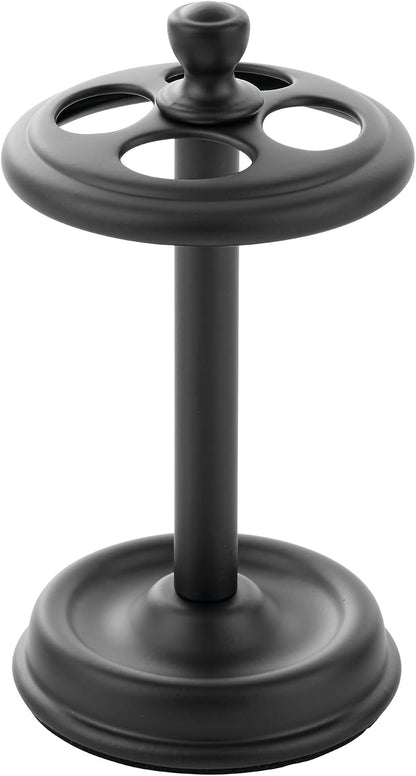 iDesign Steel Divided Toothbrush Holder Stand, 3.25" x 3.25" x 5.75" | Four Divided Compartments, Brushed Nickel & Polished Chrome
