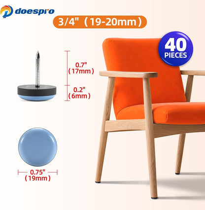 40PCS 1.4" Furniture Sliders for Hardwood Floors & Carpet, Self-Stick | PE Round Furniture Pads & Chair Glides for Hardwood Floors, Floor Protectors for Moving Furniture & Kitchen Appliances Easily