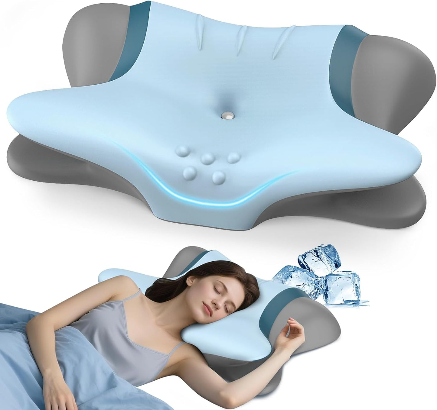 Cervical Neck Pillow for Pain Relief - Ergonomic Side Sleeper Pillow for Sleeping, Cooling Memory Foam Pillows for Neck Support, Orthopedic Pillow Contour Bed Pillow for Back Stomach Sleepers