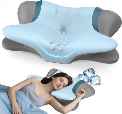 Cervical Neck Pillow for Pain Relief - Ergonomic Side Sleeper Pillow for Sleeping, Cooling Memory Foam Pillows for Neck Support, Orthopedic Pillow Contour Bed Pillow for Back Stomach Sleepers