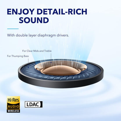 soundcore by Anker Space A40 Auto-Adjustable Active Noise Cancelling Wireless Earbuds, Reduce Noise by Up to 98%, 50H Playtime, Hi-Res Sound, Comfortable Fit, App Customization, Wireless Charge (Blue) | Reduce Noise by Up to 98%, Ultra Long 50H Playtime,