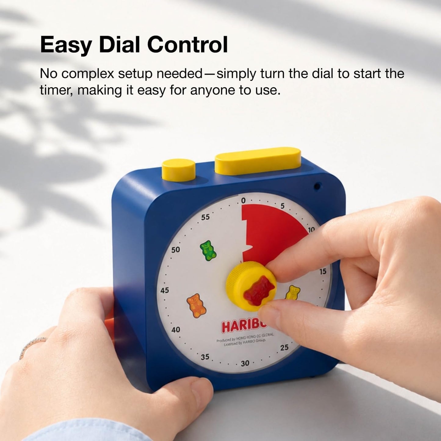 HARIBO 60-Minute Visual Timer for Kids & Adults, Silent Countdown Timer | Adjustable Alarm Volume, Audible Alarm or Flashing Light, Easy to Use, for Classroom, Study, Home & Office
