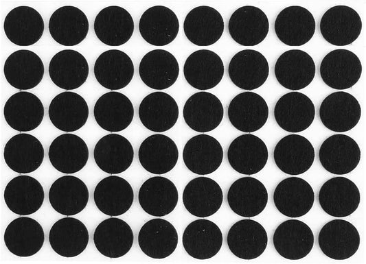 Black Self Adhesive Felt Bumpers 1/2" Diameter and 1/8" Thick (48 Pack), Round | 48 Pack, Round Self Adhesive Black Felt Pads