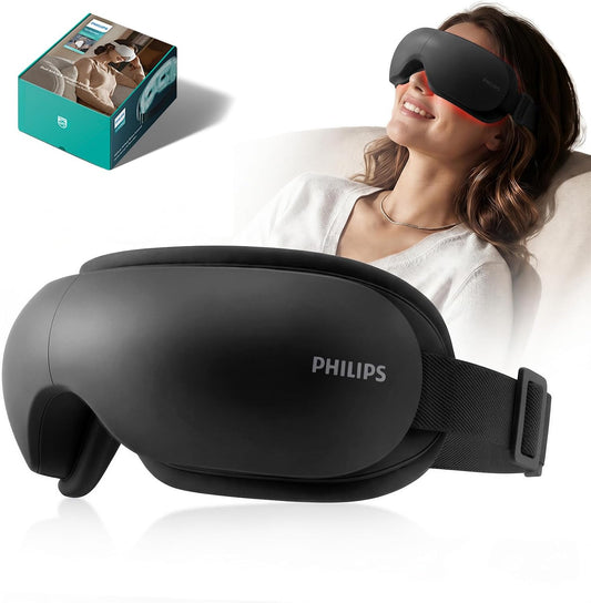 PHILIPS Eye Massager with Heat, Warm Compress for Headache, Migraine Relief | Rechargeable portable eye mask for home, office & travel; relieves stress & headache, ideal gift for women & men