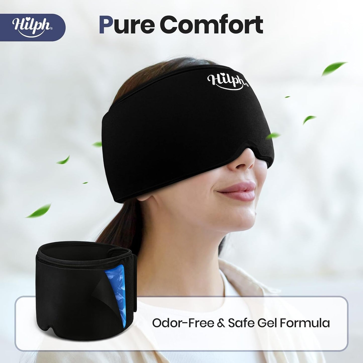 Hilph Adjustable Migraine Relief Cap, Headache Hat with Thickened Gel | Reusable, Flexible Gel, 360° Cold Compression Therapy Wrap for Tension, Stress, Sinus & Hangover Relief, Gift for Women Men