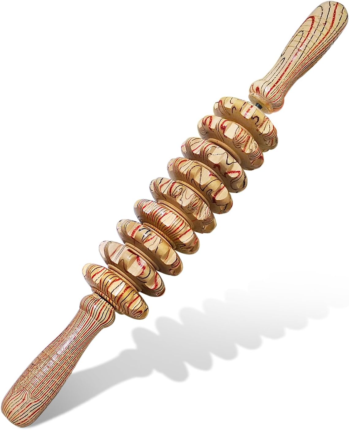 Wooden Massager Handheld Roller Trigger Point Massager Stick for Fascia, Cellulite, Muscle & Abdomen , Body Therapy Massager, Muscle Belly Relief Tool…