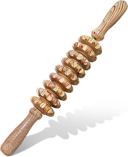 Wooden Massager Handheld Roller Trigger Point Massager Stick for Fascia, Cellulite, Muscle & Abdomen , Body Therapy Massager, Muscle Belly Relief Tool…