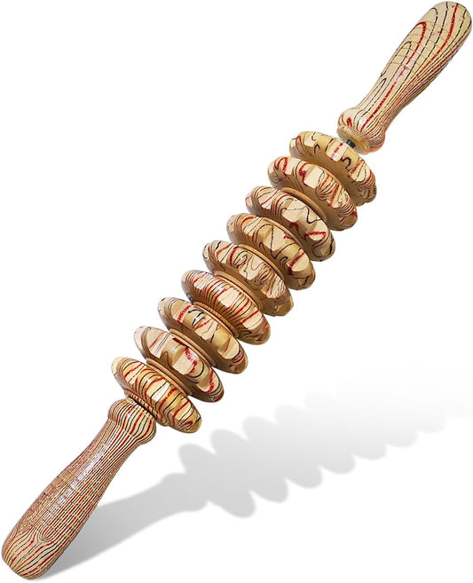 Wooden Massager Handheld Roller Trigger Point Massager Stick for Fascia, Cellulite, Muscle & Abdomen , Body Therapy Massager, Muscle Belly Relief Tool…