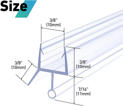 Shower Door Bottom Seal,2 PCS 3/8" X 36" | Door Sweep for 3/8 Inch Glass,Frameless Glass Door Seal Strip to Seal 11mm Gap,Stop Shower Leaks and Create a Water Barrier