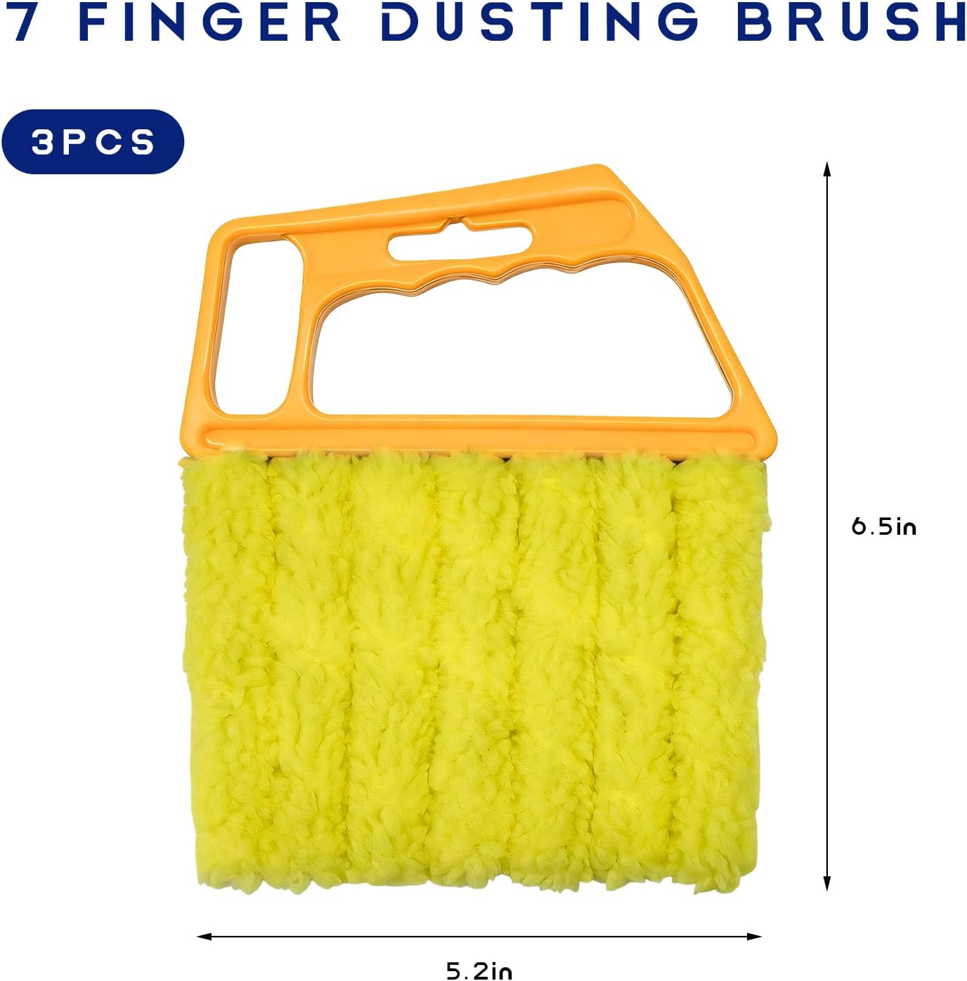 3 PCS Blind Cleaner Duster Tool, 7 Finger Detachable Duster Auto Air Conditioner Cleaning Tool, Washable Dusting Brush Handheld Cleaner for Vehicle Air Vents Blinds (Yellow)