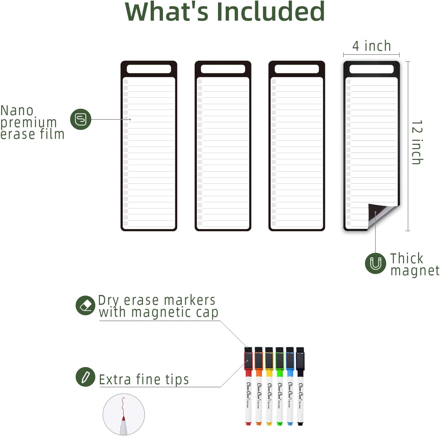 Magnetic Dry Erase Monthly Calendar Set - 15.5"x13" Monthly and 8.5"x13" Weekly Calendar for Fridge - 6 Extra Fine Point Markers Included - Shipped Flat