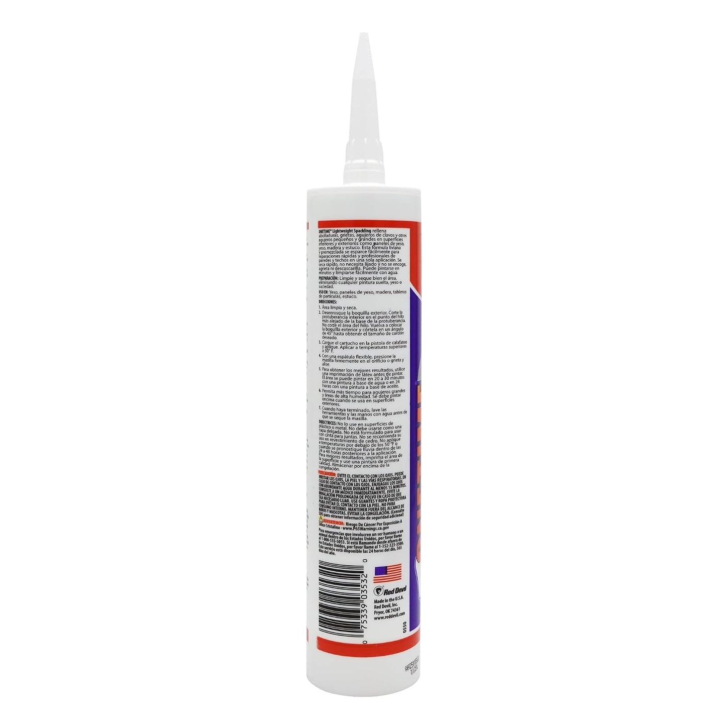 Red Devil 0542 ONETIME Lightweight Spackle Wall Repair, Spackling for Holes Drywall, 1/2 Pint, White, 8 Ounce, Made in USA
