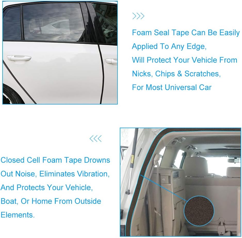 2 Rolls Foam Seal Tape for Door Window Insulation, Soundproof and Shockproof Foam Adhensive Strip, 3/8" Wx3/16 T Single Sided Foam Tape, Cold Air and Draft Closed Cell Seal Strip,Total 32FT