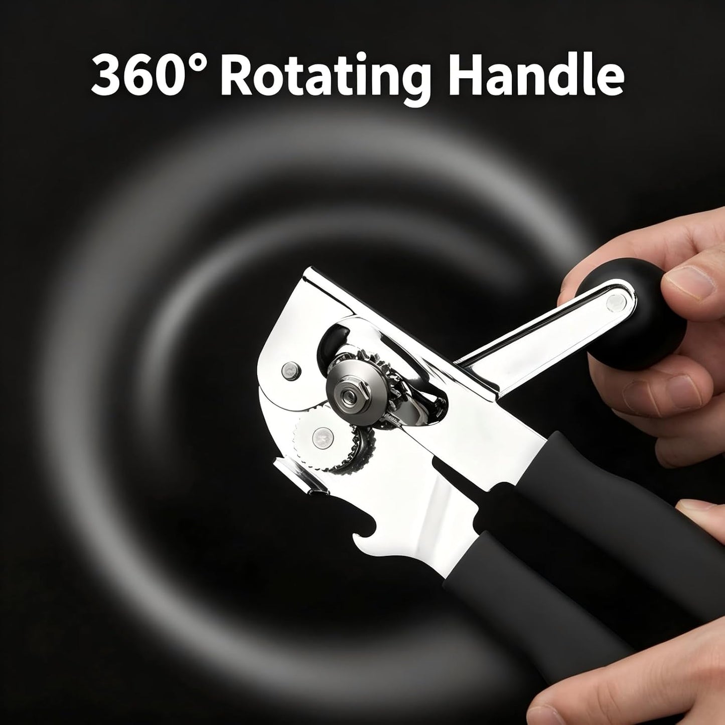 Heavy Duty Manual Can Opener - Smooth Edge Safety Cutting with Magnetic Lid Lifter, Ergonomic Non-Slip Handles, Built-in Bottle Opener, Stainless Steel Kitchen Tool