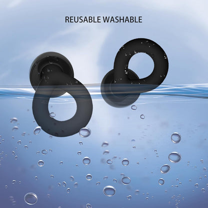 Silicone Ear Plugs for Noise Reduction, Reusable Ear Plugs for Sleeping Noise Cancelling, Concerts, Motorcycle, Travel & Hearing Protection NRR 33dB - 8 Ear Tips in XS/S/M/L, Black