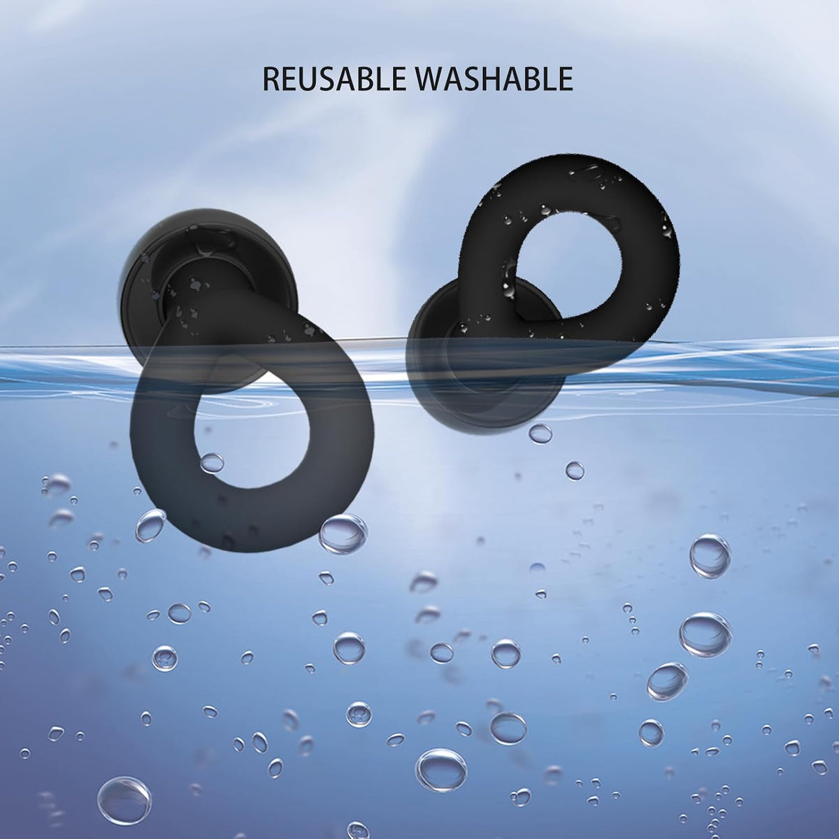 Silicone Ear Plugs for Noise Reduction, Reusable Ear Plugs for Sleeping Noise Cancelling, Concerts, Motorcycle, Travel & Hearing Protection NRR 33dB - 8 Ear Tips in XS/S/M/L, Black