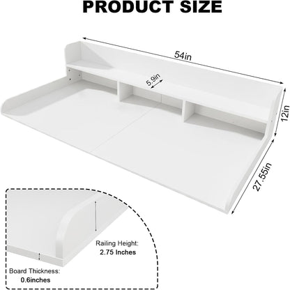 Washer Dryer Countertop with Shelf, 2-Tier Laundry Countertop Over Washer and Dryer, 54" x 27.55" Wooden Table for Folding Clothes for Laundry Room Organization and Storage (Oak)