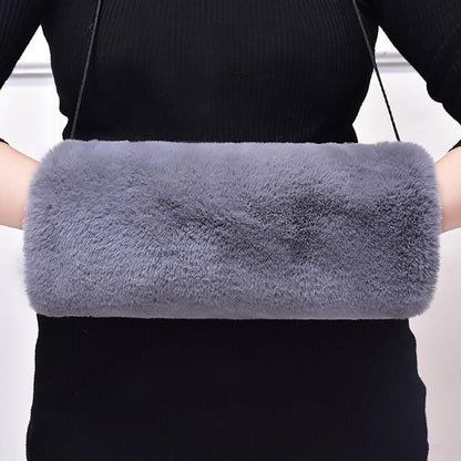 Faux Fur Hand Muffs for Women Winter Warm Arm Hand Warmer Gloves Arms Warmer Fluffy Warm Faux Fur Muffs with Strap