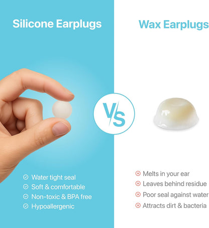 Whisper Ear Plugs (42 pcs) | Soft Silicone | Reusable Silicone Ear Plugs for Swimming, Sleep, Travel, Noise & Snoring | Moldable Comfort Fit Wax Earplugs for Sleep | Waterproof Swim Ear Plugs Adults