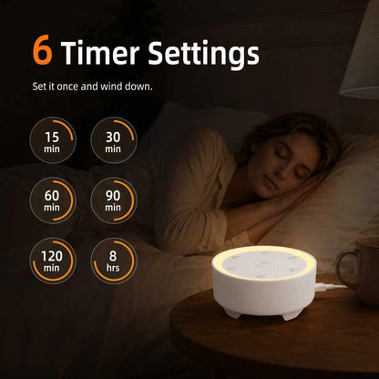 Kipcush White Noise Machine for Sleeping, Baby & Adults, High-Fidelity Non-Looping Sounds, Sleep Sound Machine with Dimmable Night Light, USB Powered, Memory Function, Home, Nursery & Travel