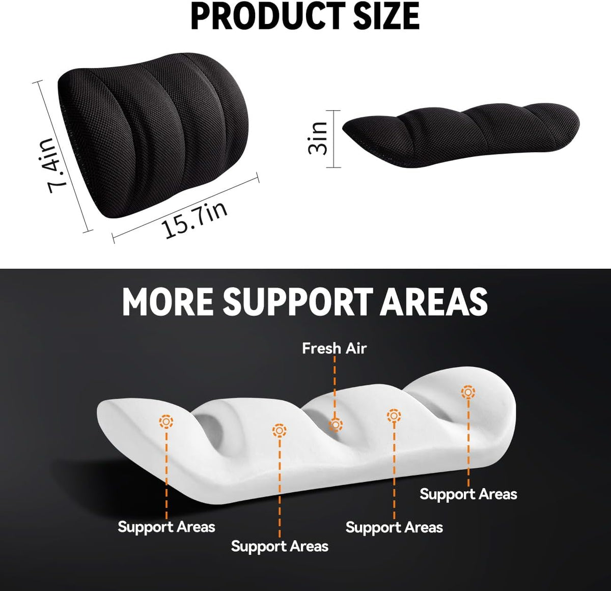 Lumbar Support Pillow for Car,Adjustable Back Support for Car Seat