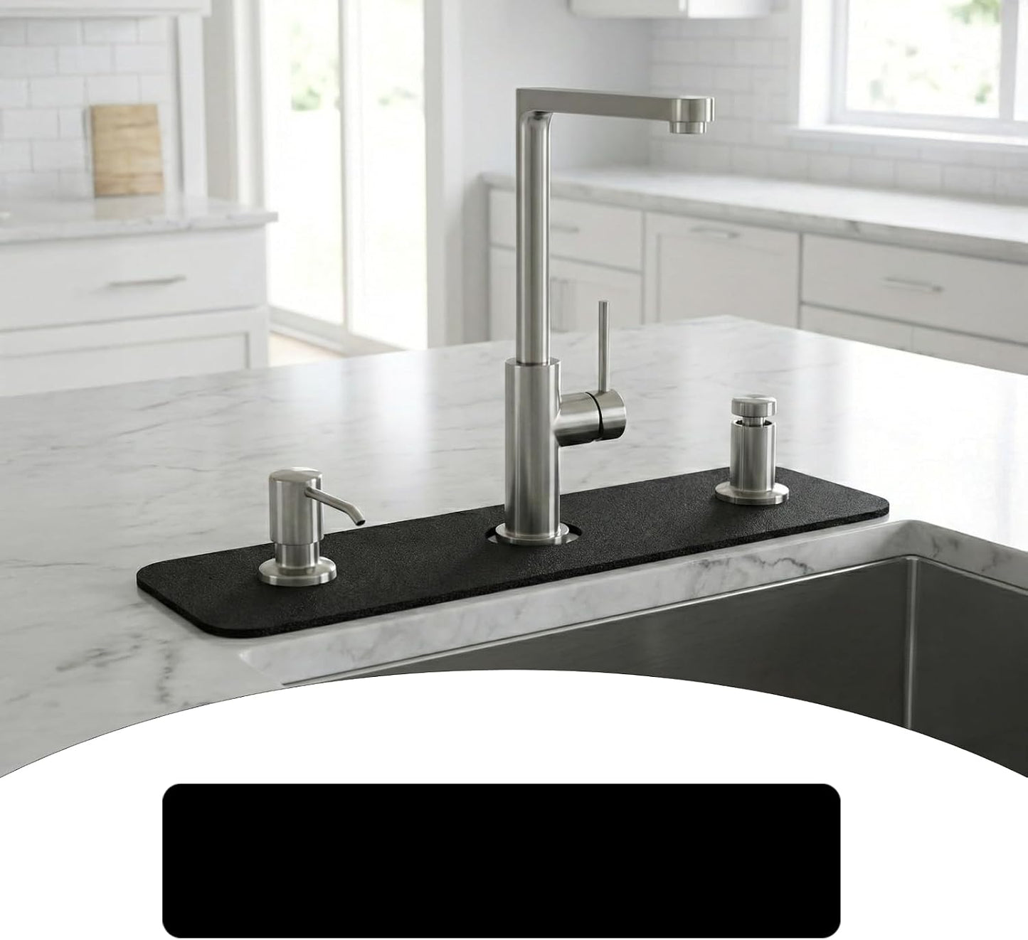 Customizable Kitchen Sink Faucet Mat: 30"Lx5.5"W Absorbent Splash Guard | Non-slip Fabric Rubber Mat, Cut to Fit Oval Rectangle Square Faucet & 2,3,4 Holes Irregular Sink with Soap Dispenser Air Gap