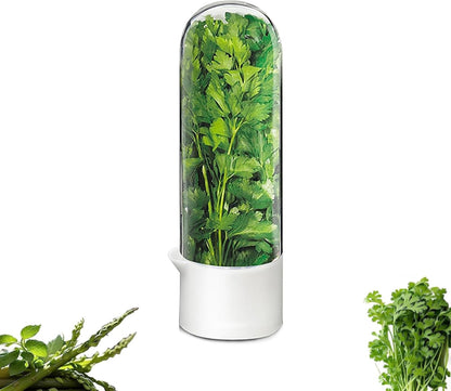 Herb Saver for Refrigerator - Herb Keeper & Cilantro Container for Fridge | Vegetable Preservation Storage Container for Cilantro, Basil, Asparagus | Extends Freshness Up to 2-3 Weeks