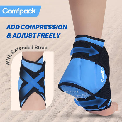 Comfpack Heel Ice Pack Wrap for Plantar Fasciitis Relief, Ankle Ice Pack | FSA Eligible, Ice Pack for Injures Reusable, Gel Cold Pack Warp for Achilles Tendonitis, Swelling, Ankle Sprain, Heel Pain