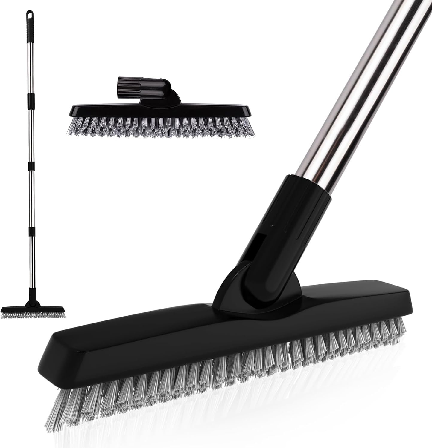 BITOPE Grout Brush Cleaner with Adjustable Long Handle Swivel V-Shaped Stiff Bristles Scrubber for Cleaning Tile Crevice Line Corner Bathroom Shower Baseboards Hard to Reach Areas-56 inch