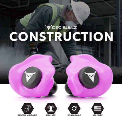 Decibullz - Custom Molded Earplugs, 31dB Highest NRR, Comfortable Hearing Protection for Shooting, Travel, Work and Concerts