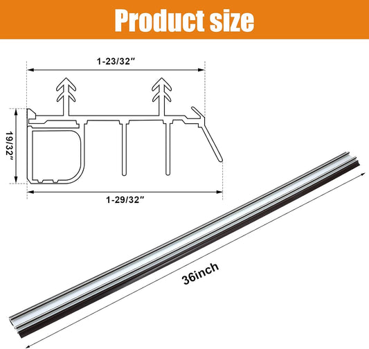 Briwooody 2 Pack 36" Replacement Door Sweep Hardware Double Bubble Kerf Door Sweep Door Bottom with Vinyl Fins Weather Stripping Door Seal for Bottom of Door Exterior, Weatherproof Design