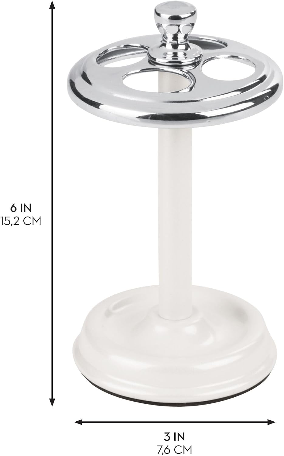 iDesign Steel Divided Toothbrush Holder Stand, 3.25" x 3.25" x 5.75" | Four Divided Compartments, Brushed Nickel & Polished Chrome