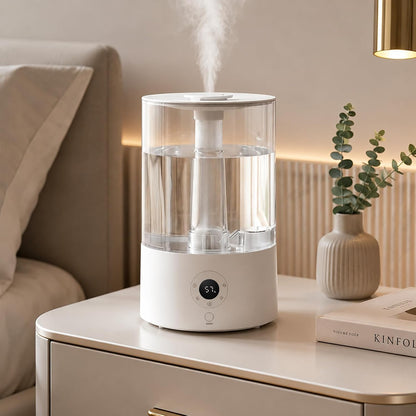 COWSAR Humidifier for Bedroom, 3L Top Fill Cool Mist Humidifier for Large Room, Easy to Fill & Clean, Quiet 22dB, Baby Humidifier, Nightlight, Timer/Sleep Mode, 360° Nozzle, Aromatherapy Tray, White