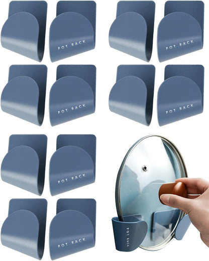 Pot Lid Organizer, 6 Pairs Adjustable Wall Mount & Cabinet Door Holders | Space-Saving Pot & Pan Lid Hangers for Kitchen Wall & Cabinet Storage, Heavy-Duty Self-Adhesive Racks Rack Accessories