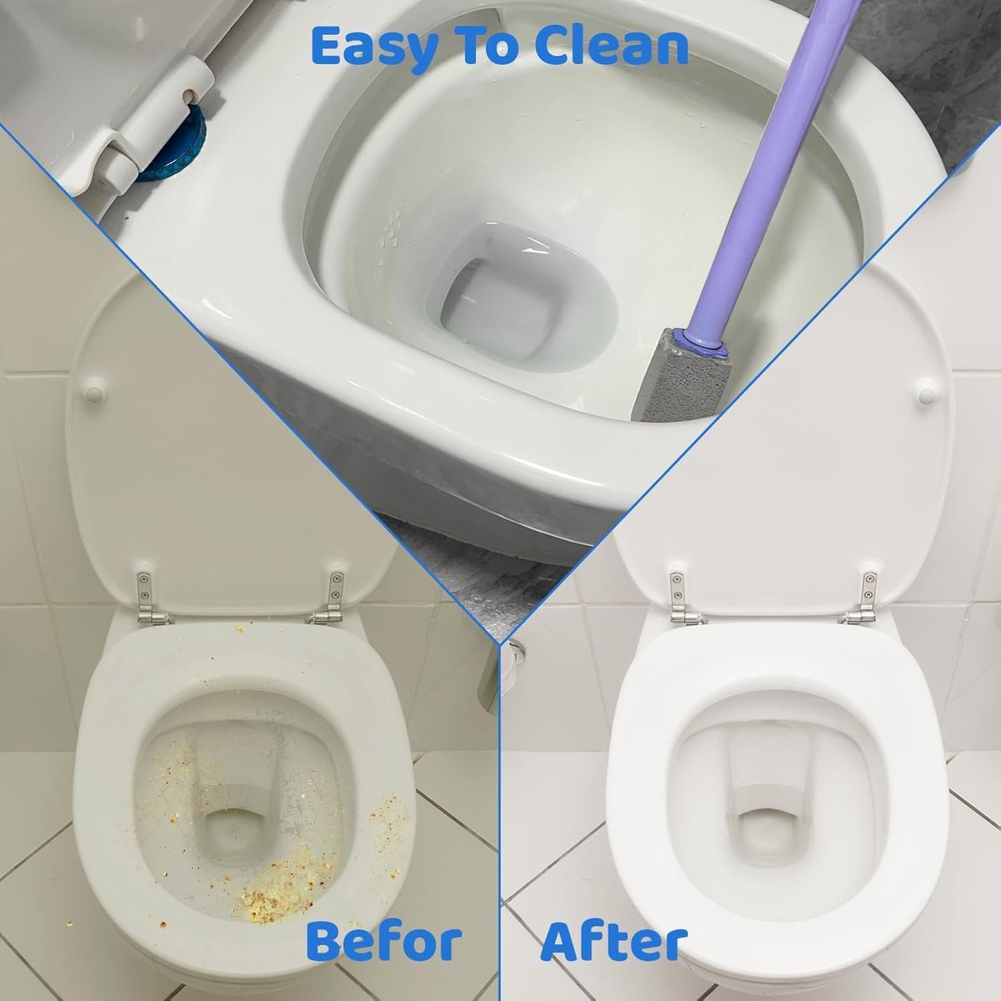 Pumice Stone Toilet Bowl Cleaner for Hard Water Ring & Stains | Removes hard water rings, calcium buildup & rust stains from toilet bowls without scratching porcelain.