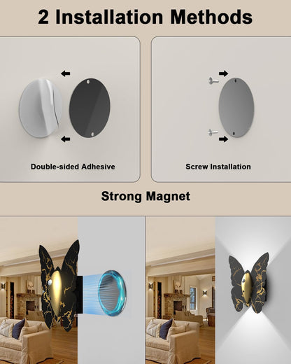 Eneru Motion Sensor Wall Sconce Set of 2, Rechargeable Wall Lights, Indoor