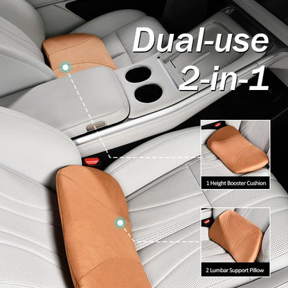 Lumbar Support Pillow,Back Pain Relief Cushion,fits tightly around the waist,Memory Foam,Skin-friendly Suede Fabric,fit Car Drive,Office chair,Rest seat,Improve Posture,Portable,15.5''Lx 8.7''H
