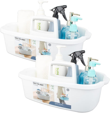 JiatuA Large Cleaning Supplies Caddy Portable Shower Caddy Basket Dark Gray | Sturdy Supply Organizer with Handle Plastic Bucket Tool Storage for Bathroom Bedroom Kitchen Garden College Dorm Essentials