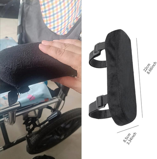 2 Pack Wheelchair Armrest Pads with Straps Arm Padding Cushion Covers for Transport Wheelchair Mobility Support Electric Wheelchairs Arm Rest Seniors Mobility Scooter Ergonomic Office Chair