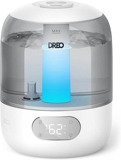 DREO 3L Humidifiers for Bedroom, 30H Runtime, 26 dB Quiet, Black | Easy to Refill & Clean, Precise Humidity Control, Night light, 360° Nozzle, Cool Mist Air Humidifier for Large Room, Baby