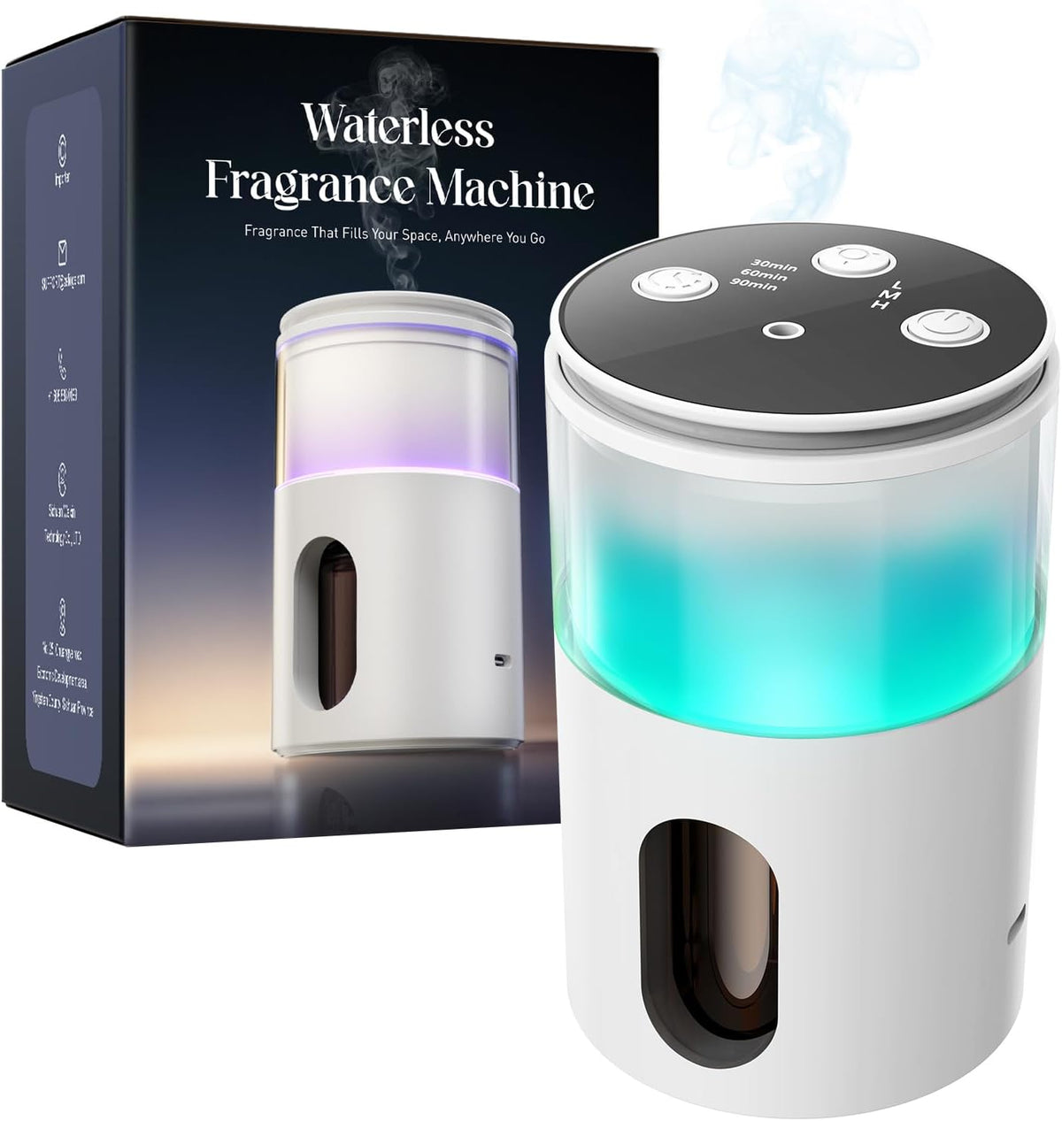 Waterless Essential Oil Diffuser: 𝟗-𝐂𝐨𝐥𝐨𝐫 𝐋𝐄𝐃 for Home