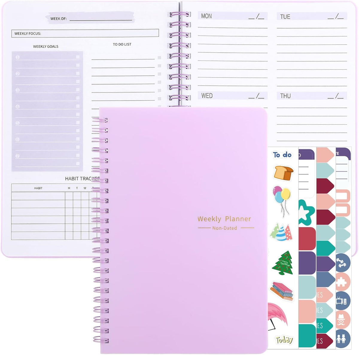 Thboxes A5 Weekly Planner Notebook, 52 Week Undated Journal for Women, Pink
