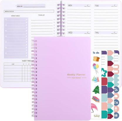 Thboxes A5 Weekly Planner Notebook, 52 Week Undated Journal for Women, Pink