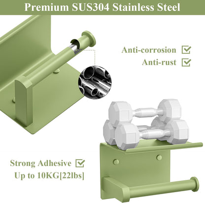 Toilet Paper Holder with Shelf Wall Mounted Toilet Paper Roll Dispenser | Heavy Duty Stainless Steel Brushed Nickel