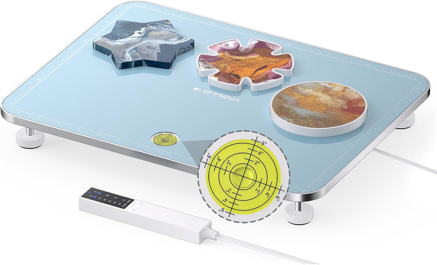 OFFNOVA Resin Heating Mat & Leveling Table, 2-in-1 Resin Tools for Epoxy Resin, Resin Curing Machine for Resin Molds, Undeformed Resin Dryer with Smart Timer & Temperature Control, Silicone Mat